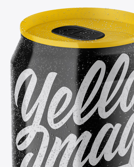 Glossy Can with Condensation Mockup