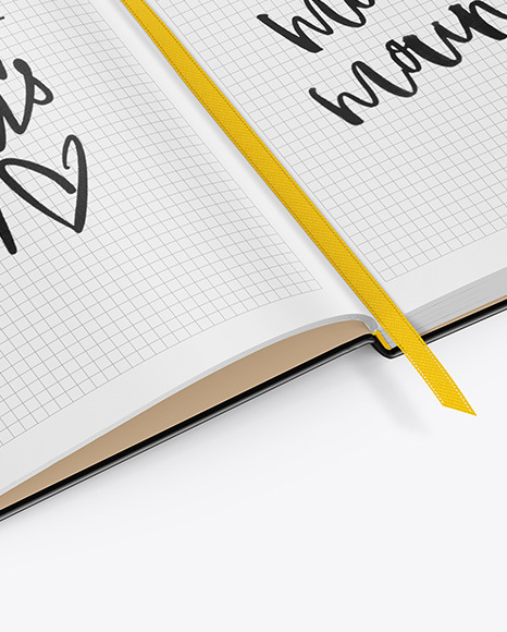 Opened Notebook with Pen Mockup