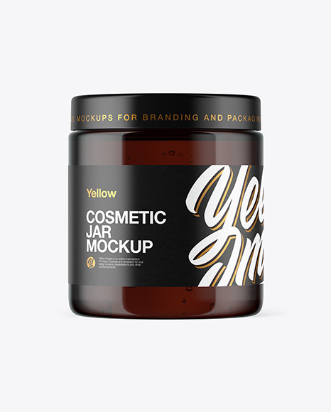 Amber Jar with Gel Mockup - Gold layer