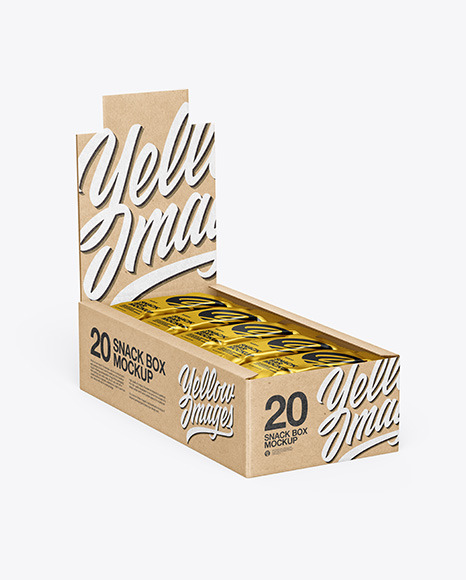 Kraft Display Box w/ 20 Snack Bars Mockup