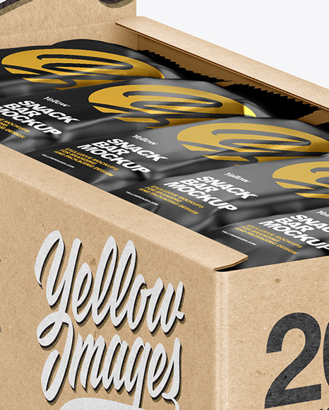 Kraft Display Box w/ 20 Snack Bars Mockup