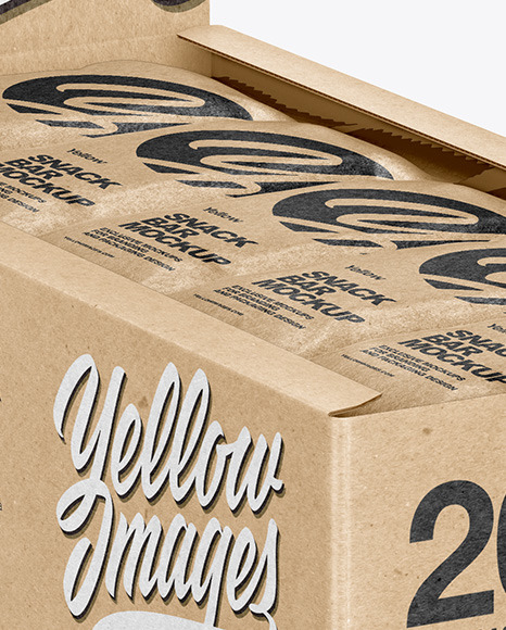 Kraft Display Box w/ 20 Snack Bars Mockup