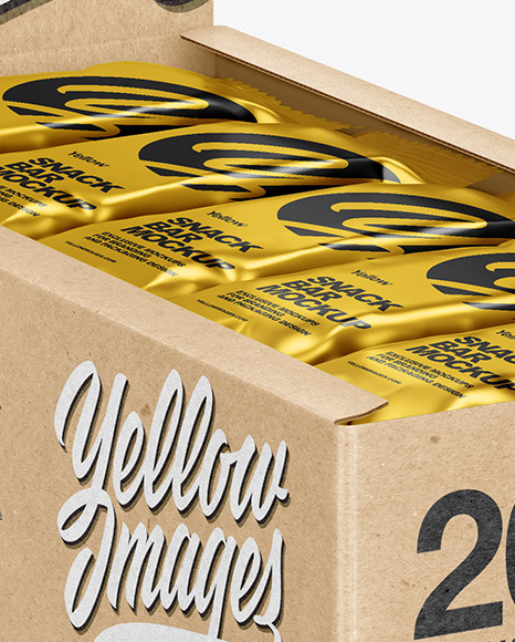 Kraft Display Box w/ 20 Snack Bars Mockup