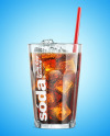 Glass Soda Cup With Ice Mockup