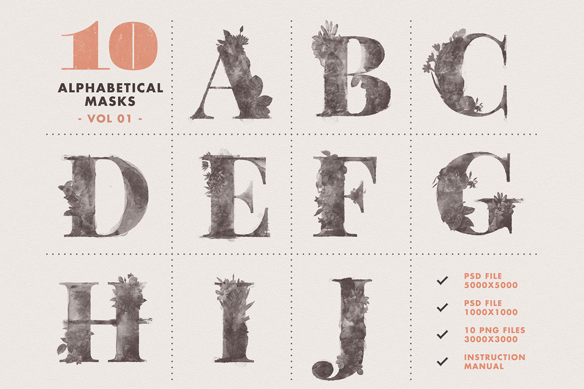 10 Alphabetical Masks Vol 01