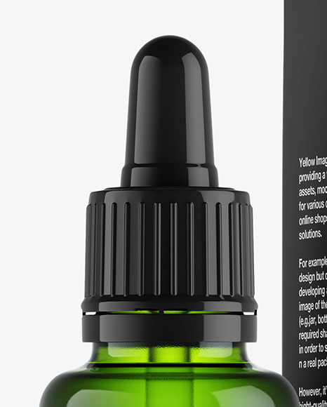 Green Glass Bottle w/ Box Mockup Green Glass Bottle w/ Box Mockup