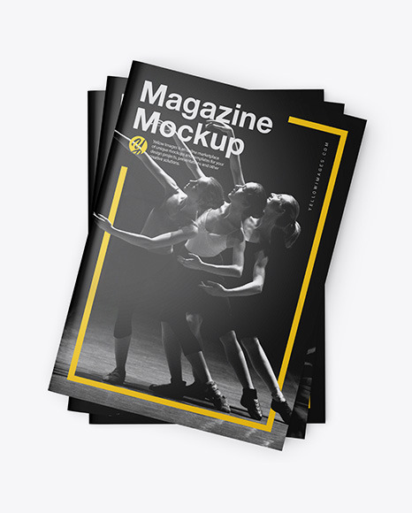 Three Glossy A4 Magazines Mockup