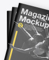 Three Glossy A4 Magazines Mockup