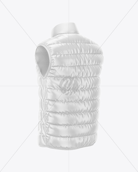 Men's Down Vest Mockup - Back Half Side View