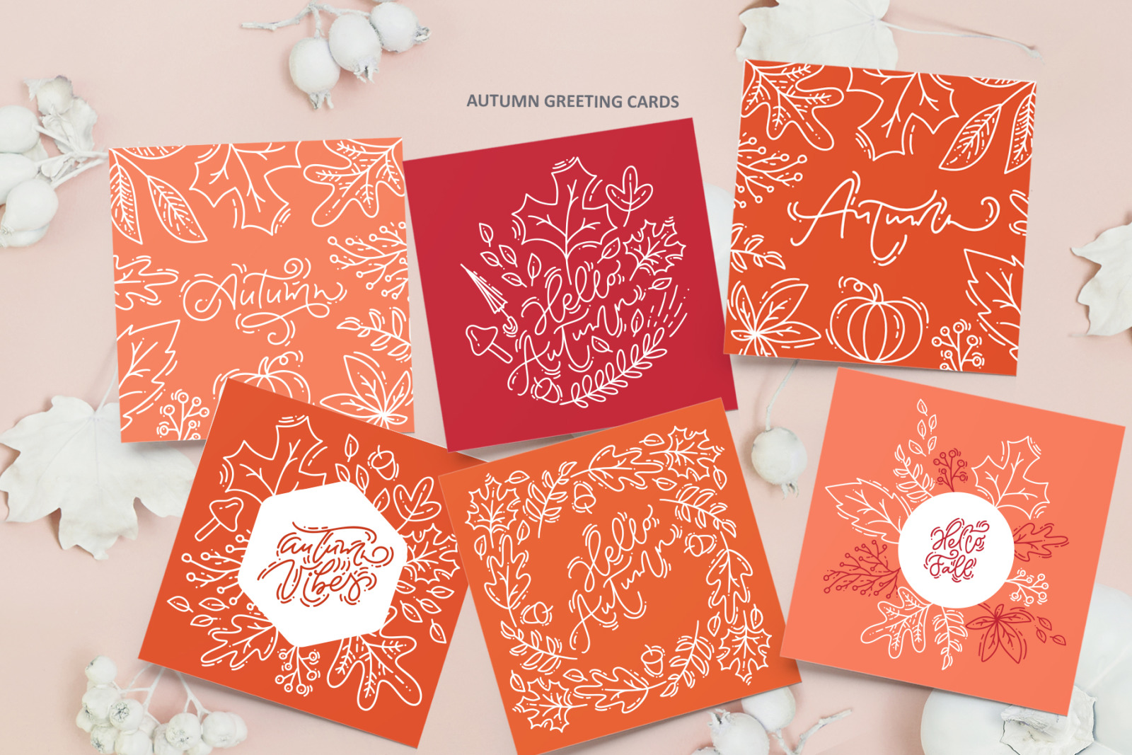 Monoline vector autumn floral elements Monoline vector autumn floral elements