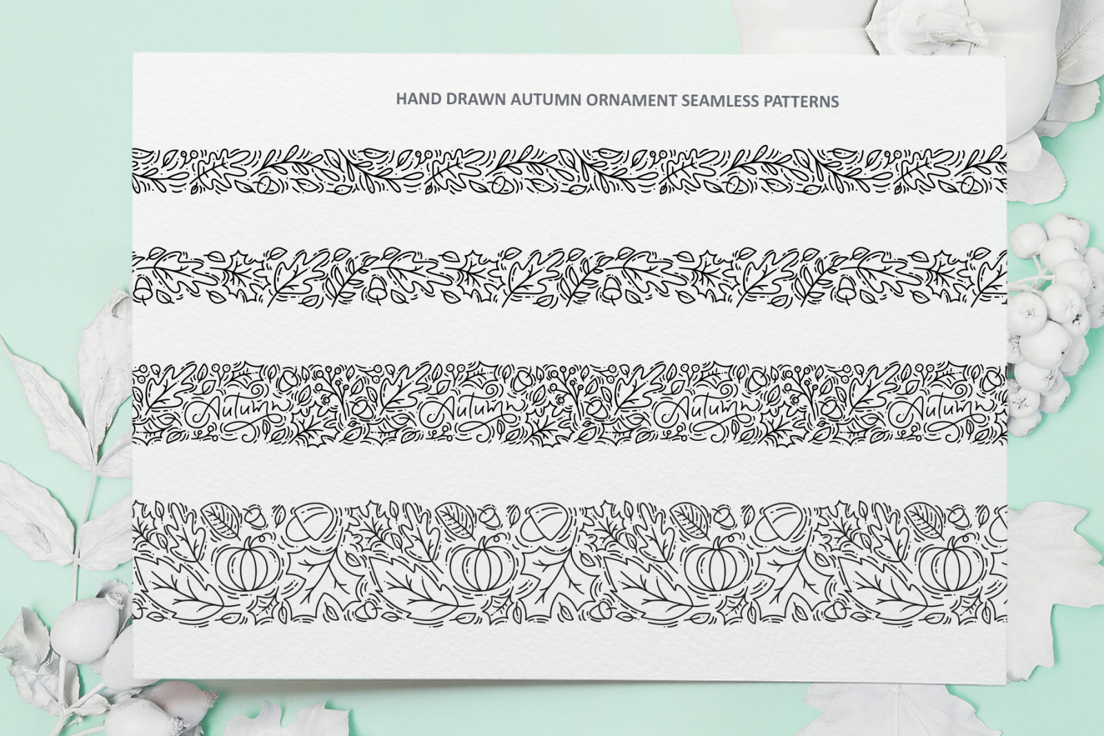Monoline vector autumn floral elements Monoline vector autumn floral elements