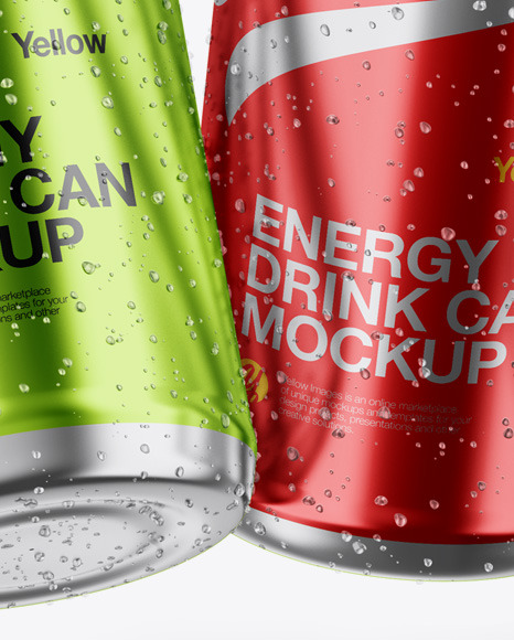 Four Glossy Metallic Cans Mockup