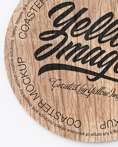 Wood Beverage Coaster Mockup