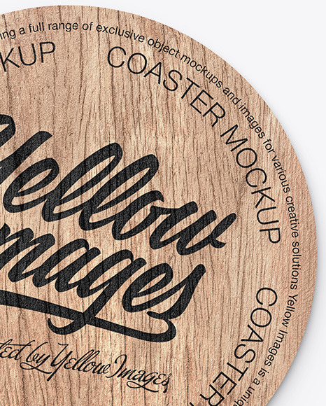 Wood Beverage Coaster Mockup