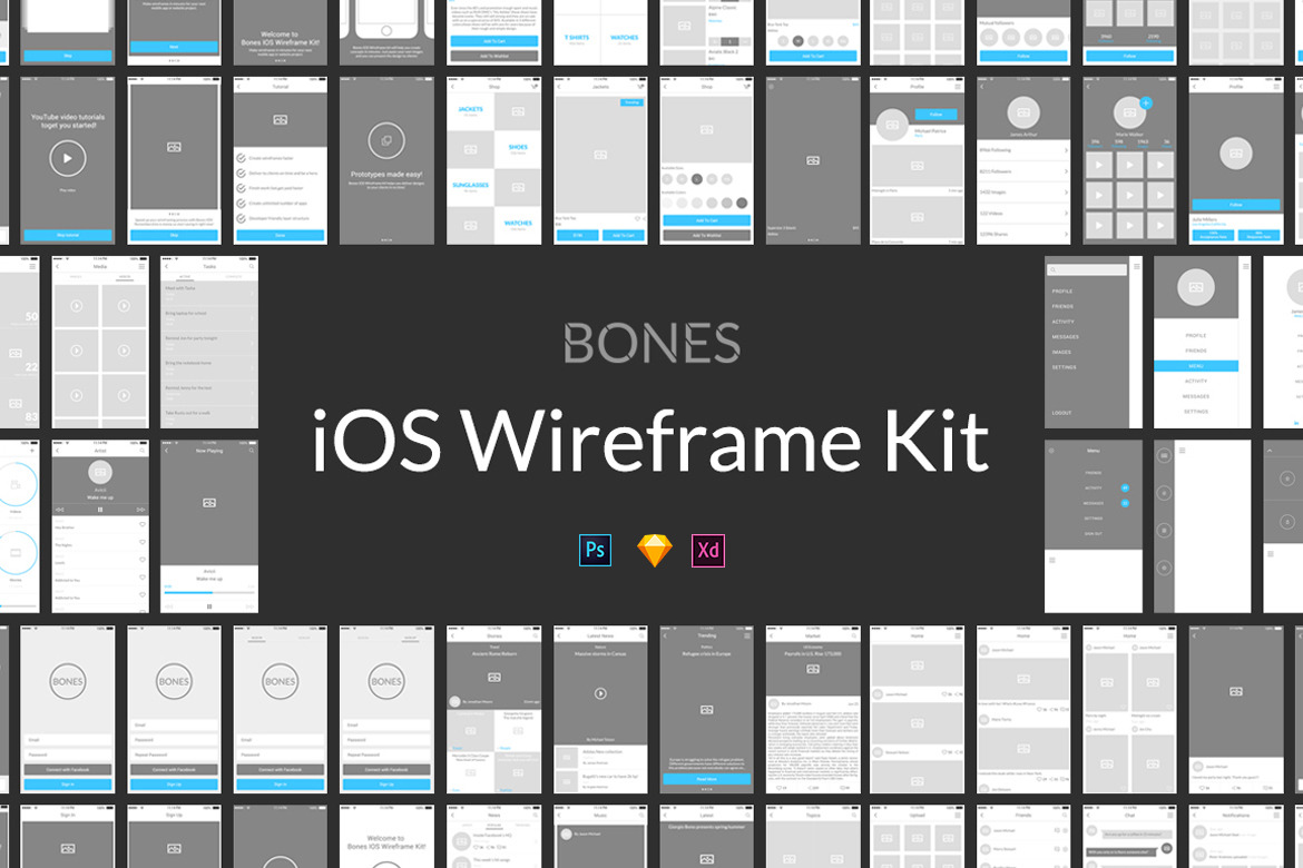 Bones IOS Wireframe Kit