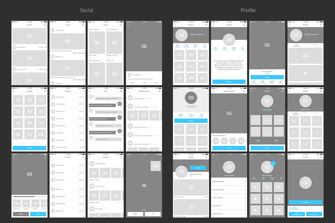 Bones IOS Wireframe Kit