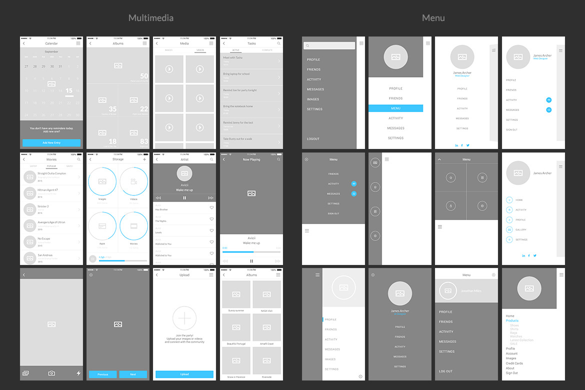 Bones IOS Wireframe Kit