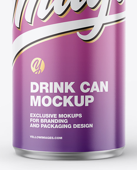 Metallic Drink Can W/ Glossy Finish Mockup