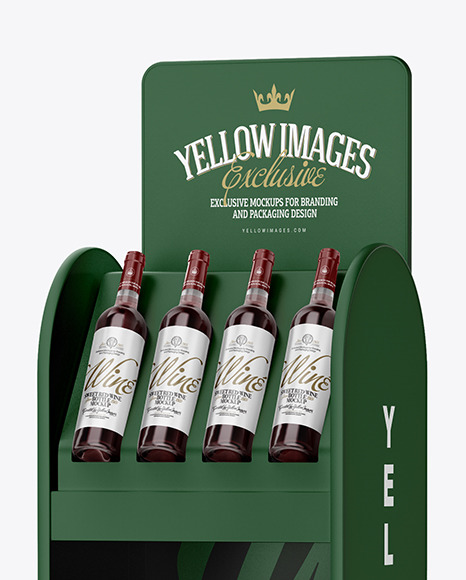 Stand with Red Wine Bottles Mockup