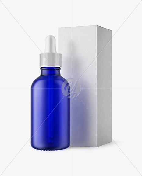 50ml Frosted Blue Glass Bottle W/ Kraft Box