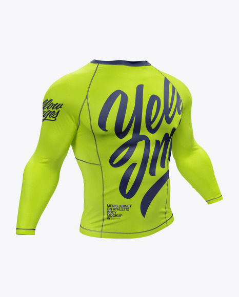 Men&#039;s Long Sleeve Jersey on Athletic Body Mockup