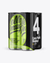 Glossy Metallic Cans in Shrink Wrap Mockup