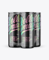 Glossy Metallic Cans in Shrink Wrap Mockup