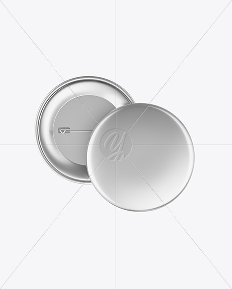 Two Metallic Button Pins Mockup