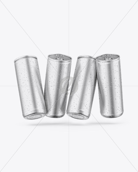 Four Matte Metallic Cans Mockup