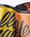 Four Matte Metallic Cans Mockup