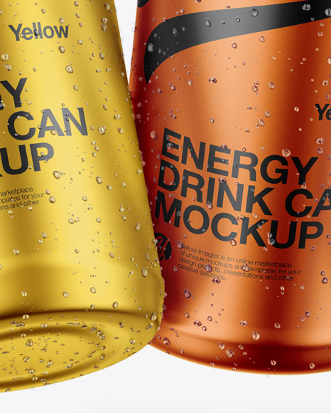 Four Matte Metallic Cans Mockup