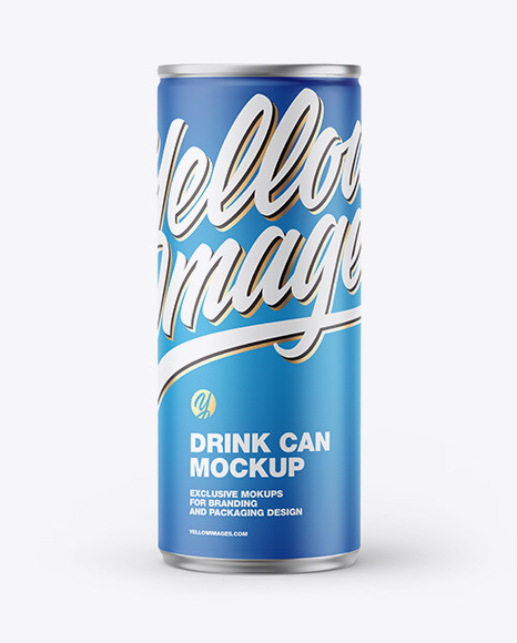 Metallic Drink Can w/ Matte Finish Mockup