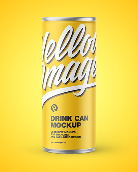 Metallic Drink Can w/ Matte Finish Mockup