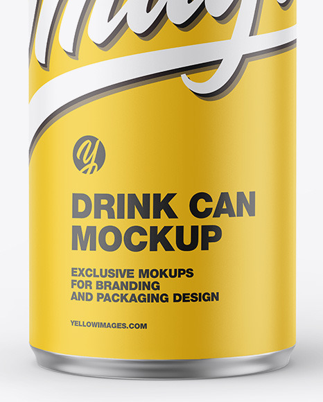 Metallic Drink Can w/ Matte Finish Mockup