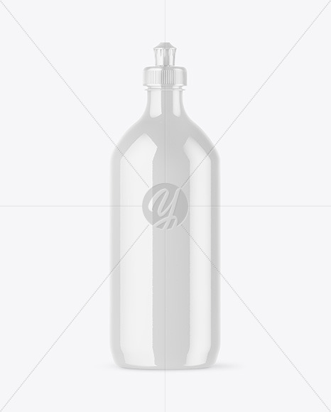 Glossy Plastic Bottle with Squeeze Cap Mockup