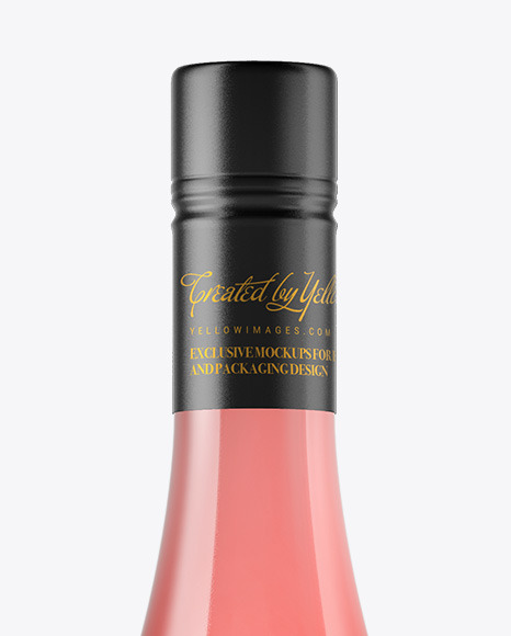 Clear Glass Pink Wine Bottle Mockup