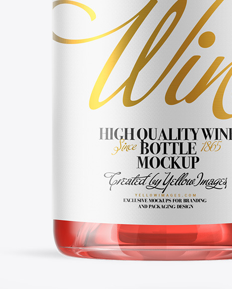 Clear Glass Pink Wine Bottle Mockup