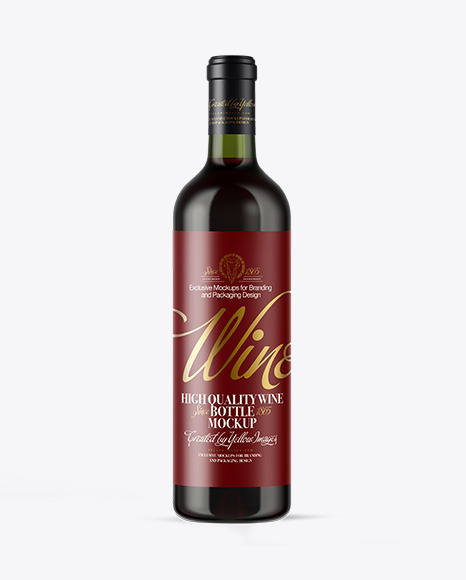 Green Glass Red Wine Bottle Mockup - Green glass