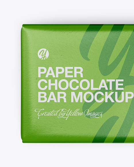 Paper Glossy Chocolate Bar Mockup - Top View