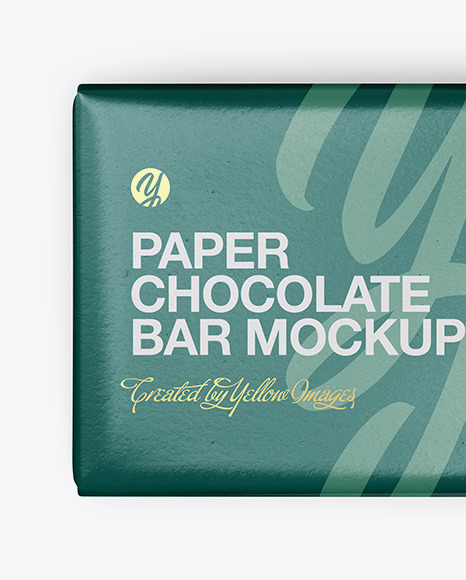 Paper Glossy Chocolate Bar Mockup - Top View