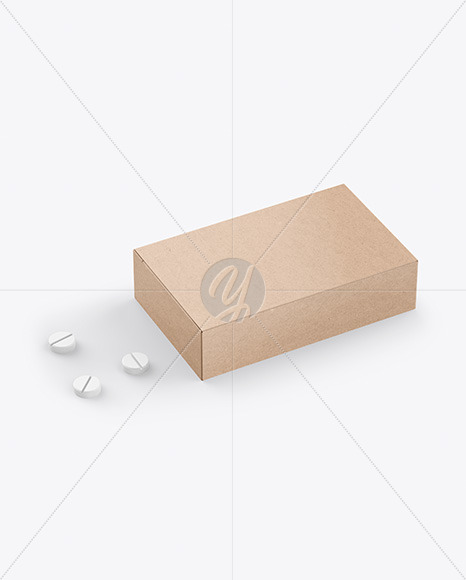 Kraft Box With Tablets Mockup