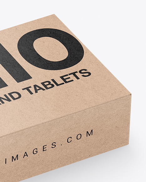 Kraft Box With Tablets Mockup