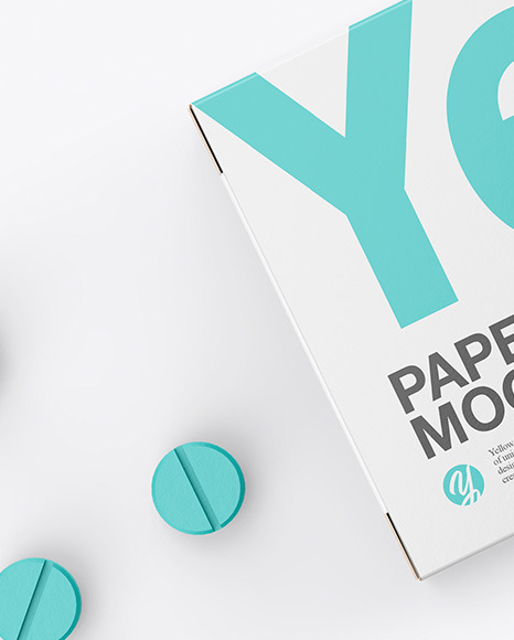 Paper Box With Tablets Mockup