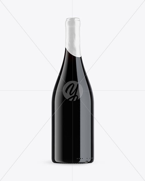 Green Glass Bottle With Red Wine Mockup