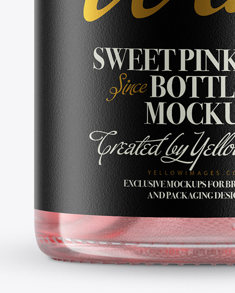 Clear Glass Bottle With Pink Wine Mockup