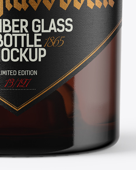 Amber Glass Bottle with Cork Mockup