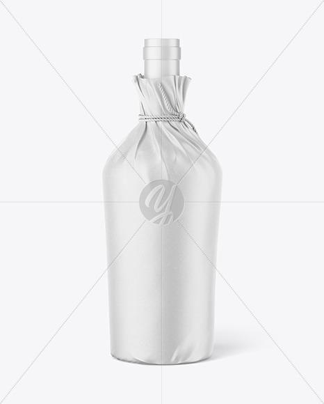 Wine Bottle in Paper Wrap Mockup