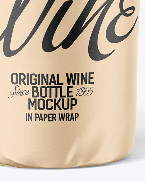 Wine Bottle in Paper Wrap Mockup