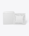 Paper Box with Matte Sachet Mockup