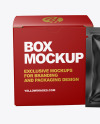 Box with Glossy Sachet Mockup - Front View